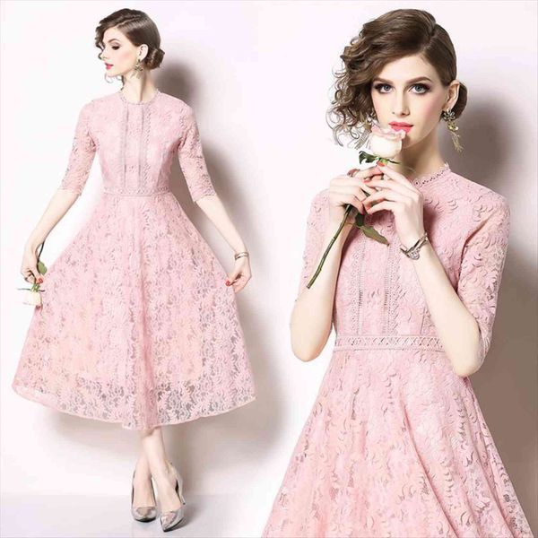 summer pink lace womens dress round neck half sleeve waist slim midi female elegant crochet flower hollow out casual, Black;gray
summer pink lace womens dress round neck half sleeve waist slim midi female elegant crochet flower hollow out casual, Black;gray