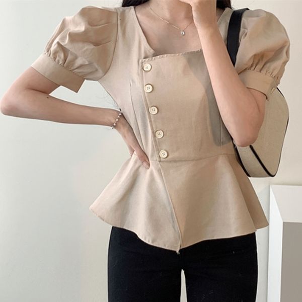 women's blouses & shirts fashion all-match casual irregular ladies puff sleeve shirt square collar gentle solid color summer c, White
women's blouses & shirts fashion all-match casual irregular ladies puff sleeve shirt square collar gentle solid color summer c, White