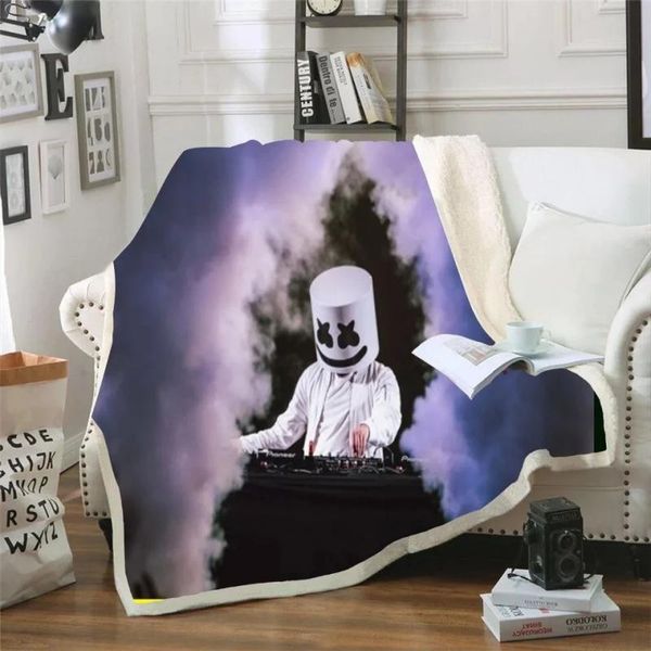 scarves 3d print rectangle sherpa blanket wearable throw fj55, Blue;gray