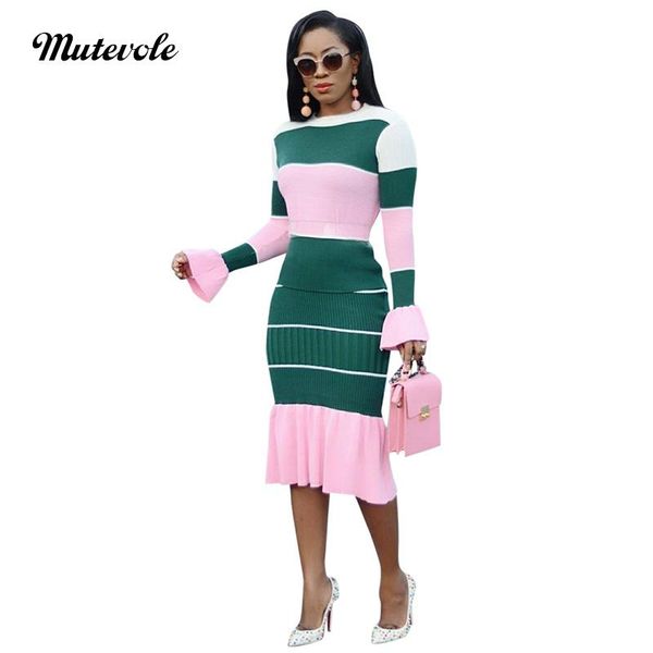 casual dresses mutevole women long flare sleeve knitted dress bodycon o neck midi striped slim night club mermaid, Black;gray
casual dresses mutevole women long flare sleeve knitted dress bodycon o neck midi striped slim night club mermaid, Black;gray