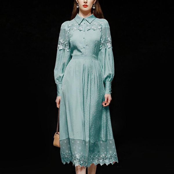 fashion runway designers spring dress long sleeve shirt collar hollow lace patchwork midi party robe femme office vestidos casual dresse, Black;gray
fashion runway designers spring dress long sleeve shirt collar hollow lace patchwork midi party robe femme office vestidos casual dresse, Black;gray
