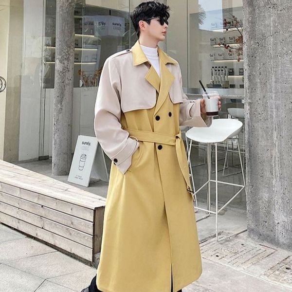 Men Korean Loose Design Color Block Patchwork Trench Coat Autumn Winter 2021 New Long Windbreaker Letter Print Loose Coat, Tan;black
Men Korean Loose Design Color Block Patchwork Trench Coat Autumn Winter 2021 New Long Windbreaker Letter Print Loose Coat, Tan;black