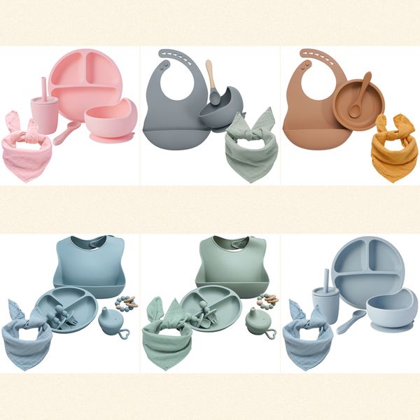 a set of new design silicone newborn accessories feeding bibs dinner plate teeth training spork teether toys baby shower gifts
a set of new design silicone newborn accessories feeding bibs dinner plate teeth training spork teether toys baby shower gifts