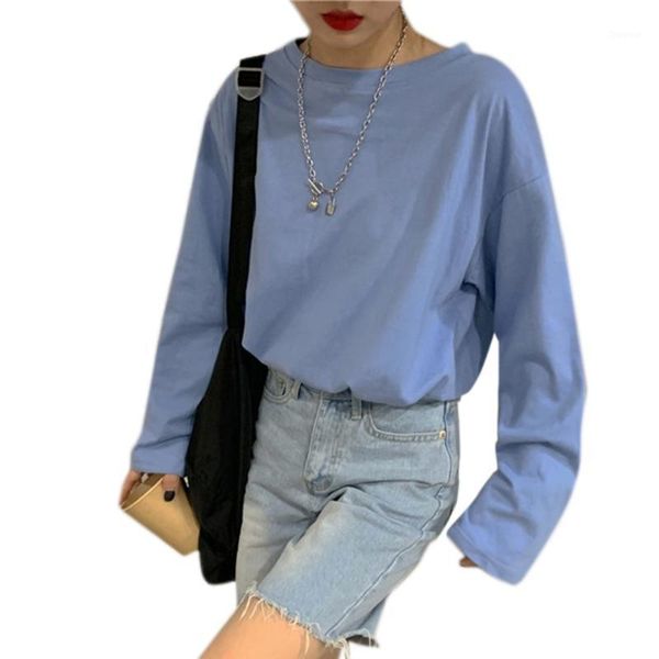 women's t-shirt women autumn long sleeve basic o-neck korean plain solid color pullover student loose harajuku streetwear, White
women's t-shirt women autumn long sleeve basic o-neck korean plain solid color pullover student loose harajuku streetwear, White