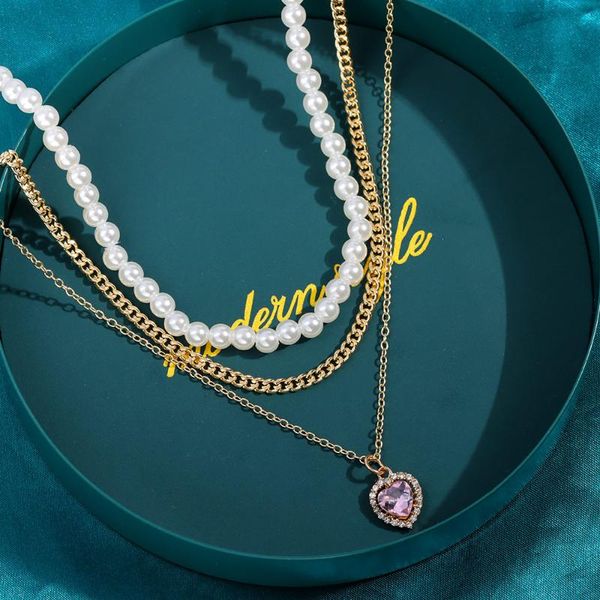 chains fashion multilayered heart pendant necklaces for women gold color imitation pearls chain boho party jewelry gifts 2021, Silver
chains fashion multilayered heart pendant necklaces for women gold color imitation pearls chain boho party jewelry gifts 2021, Silver