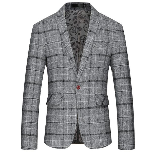 men's suits & blazers mens blazer jacket plaid tweed stripes suit elegant wedding for men slim fit one button casual, White;black 
men's suits & blazers mens blazer jacket plaid tweed stripes suit elegant wedding for men slim fit one button casual, White;black