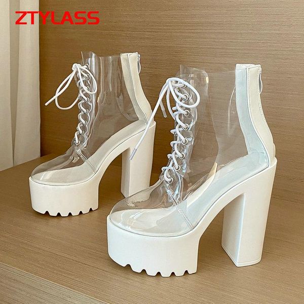 boots fashion cross tied square high heel platform shoes women zipper transparent summer ankle ladies round toe, Black
boots fashion cross tied square high heel platform shoes women zipper transparent summer ankle ladies round toe, Black