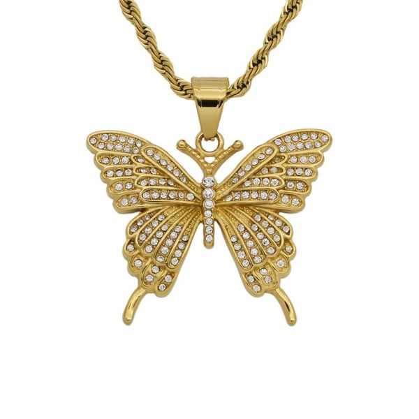pendant necklaces iced out butterfly male gold color stainless steel cubic zircon men hip hop chain jewelry gift, Silver
pendant necklaces iced out butterfly male gold color stainless steel cubic zircon men hip hop chain jewelry gift, Silver