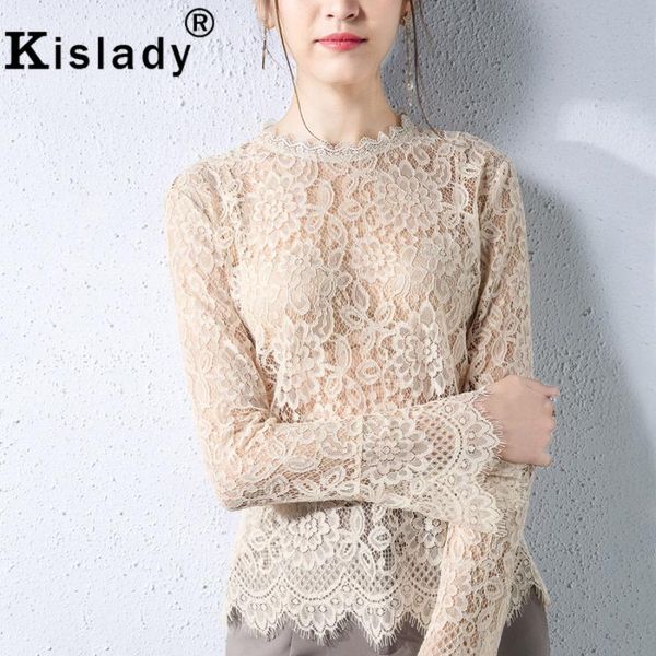 women's blouses & shirts kislady 2021 spring summer lace transparent women round neck flare sleeve korean fashion clothes plus size mes, White
women's blouses & shirts kislady 2021 spring summer lace transparent women round neck flare sleeve korean fashion clothes plus size mes, White