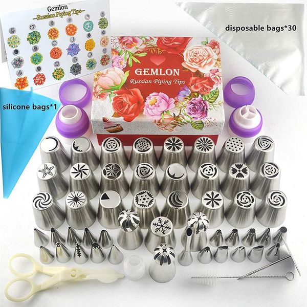 88pcs cake decorating set stainless russian piping tips cream confectionery nozzles scraper pastry bag baking tools for cakes &
88pcs cake decorating set stainless russian piping tips cream confectionery nozzles scraper pastry bag baking tools for cakes &