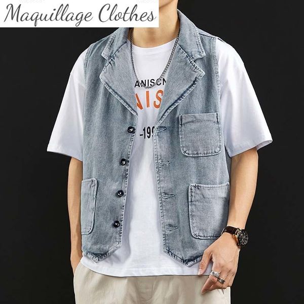 men summer cargo denim vest multi pockets casual style wasitcoats for male washed size m-xxl men's vests, Black;white
men summer cargo denim vest multi pockets casual style wasitcoats for male washed size m-xxl men's vests, Black;white