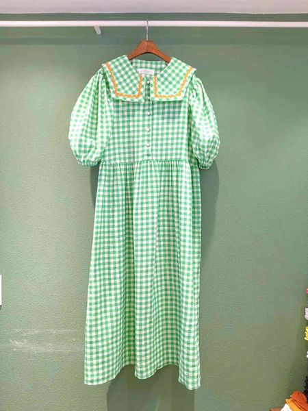 summer new yong style peter pan collar sweet plaid puff sleeve mid-calf dresses for women 210421, Black;gray
summer new yong style peter pan collar sweet plaid puff sleeve mid-calf dresses for women 210421, Black;gray