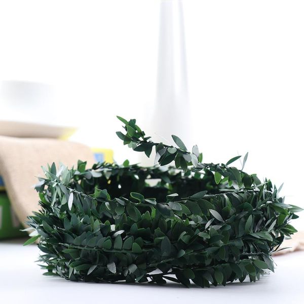 decorative flowers & wreaths 1pcs artificial iron wire silk garland green leaf ring craft circle for wedding party decoration