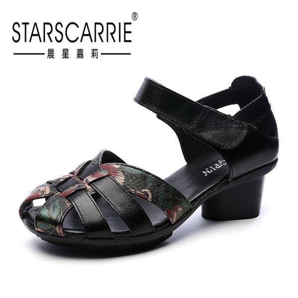 national style leather retro casual thick heel shoes spring and summer square dancing fish mouth sandals dress, Black
national style leather retro casual thick heel shoes spring and summer square dancing fish mouth sandals dress, Black