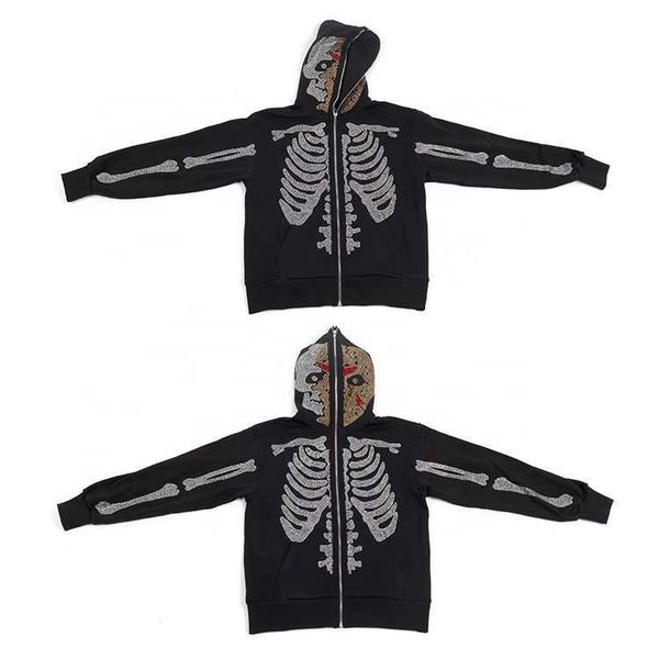 streetwear custom skull rhinestone halloween hoodie skeleton thick full zip up hoodies men, Black
streetwear custom skull rhinestone halloween hoodie skeleton thick full zip up hoodies men, Black
