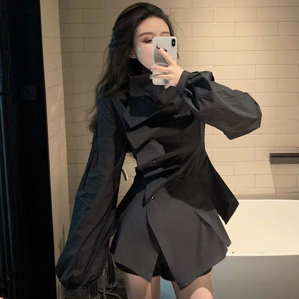 women's blouses & shirts shirt korea style loose black women blouse 2021 spring sweet full sleeve irregularly buttoned pleated casual, White
women's blouses & shirts shirt korea style loose black women blouse 2021 spring sweet full sleeve irregularly buttoned pleated casual, White