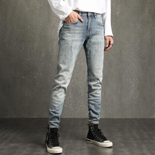 men's jeans high street men hole casual skinny denim pencil pants hip hop retro quality slim trousers, Blue
men's jeans high street men hole casual skinny denim pencil pants hip hop retro quality slim trousers, Blue