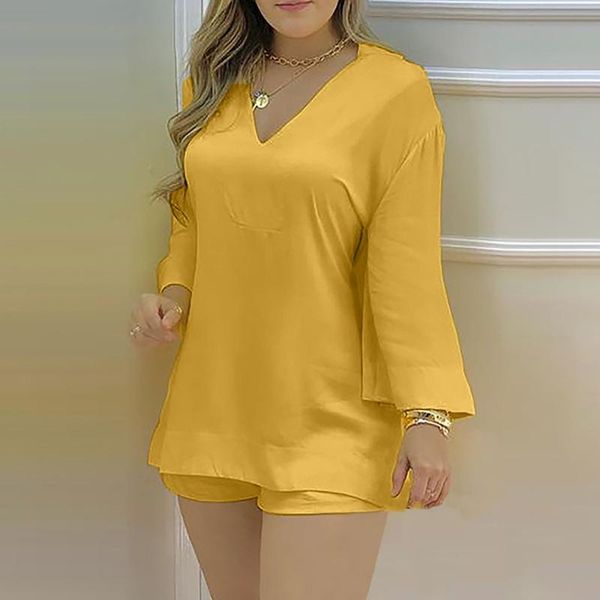 women's tracksuits 2021 ladies fashion 2-piece set plain color flare sleeve v-neck jacket and shorts suit t-shirt sportswear, Gray
women's tracksuits 2021 ladies fashion 2-piece set plain color flare sleeve v-neck jacket and shorts suit t-shirt sportswear, Gray
