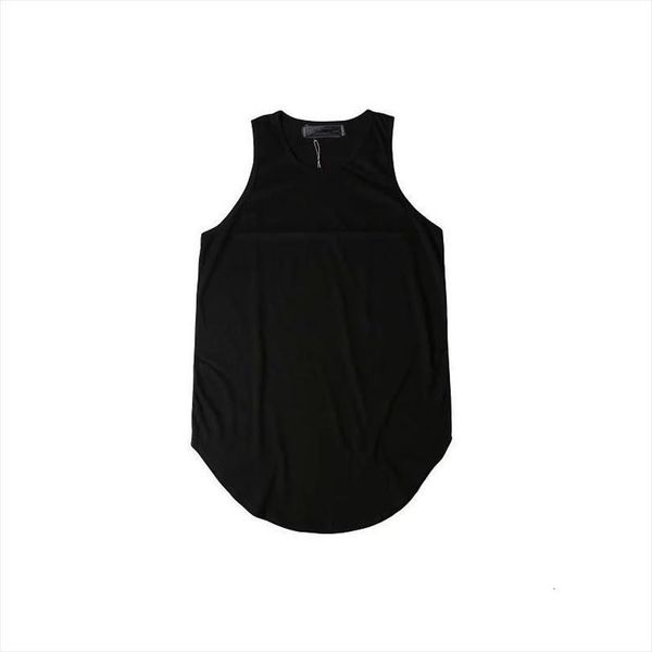 streetwear sleeveless summer extended men swag tank curved hem long line hip hop urban blank vest, White;black