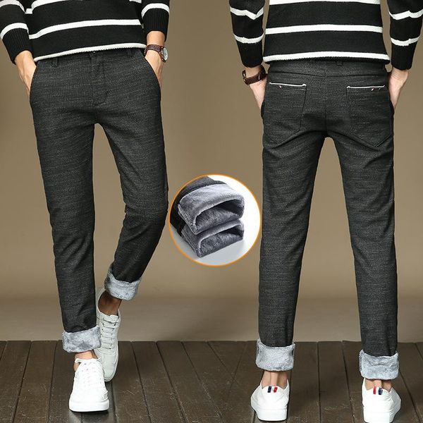 men's pants thermal fleece winter thick warm soft comfortable elastic male business casual straight cotton trousers, Black
men's pants thermal fleece winter thick warm soft comfortable elastic male business casual straight cotton trousers, Black