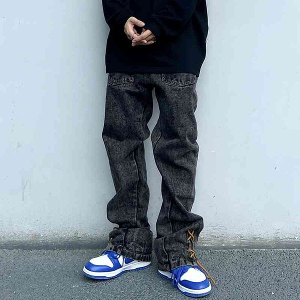 men's jeans harajuku ankle lace up letter embroidery washed retro straight baggy oversize denim trousers hip hop casual pants ixxx, Blue
men's jeans harajuku ankle lace up letter embroidery washed retro straight baggy oversize denim trousers hip hop casual pants ixxx, Blue