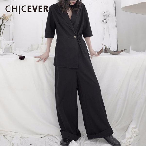women's jumpsuits & rompers chicever for women cross v neck half sleeve tunic high waist pocket wide leg pants female fashion 2021 clot, Black;white
women's jumpsuits & rompers chicever for women cross v neck half sleeve tunic high waist pocket wide leg pants female fashion 2021 clot, Black;white