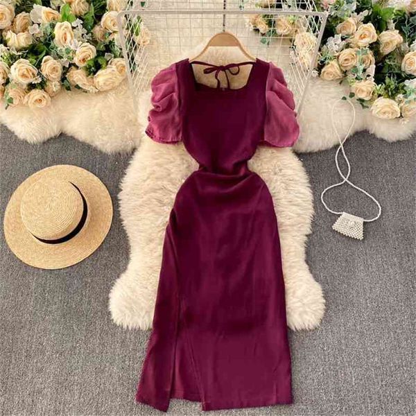 summer women dress patchwork short puff sleeve square collar lace-up back zipper slim split evening party 210603, Black;gray
summer women dress patchwork short puff sleeve square collar lace-up back zipper slim split evening party 210603, Black;gray