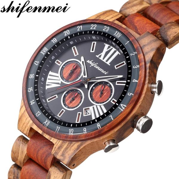 wristwatches shifenmei luxury wooden watches mens 2021 chronograph quartz wristwatch sports military wood watch male relogio feminino, Slivery;brown
wristwatches shifenmei luxury wooden watches mens 2021 chronograph quartz wristwatch sports military wood watch male relogio feminino, Slivery;brown