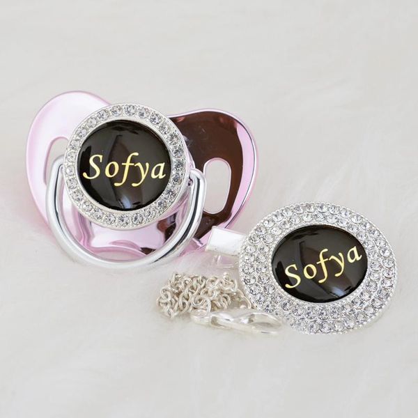 pacifiers# miyocar custom any name po can make bling silver pacifier and clip black collection bpa dummy unique p8-1b