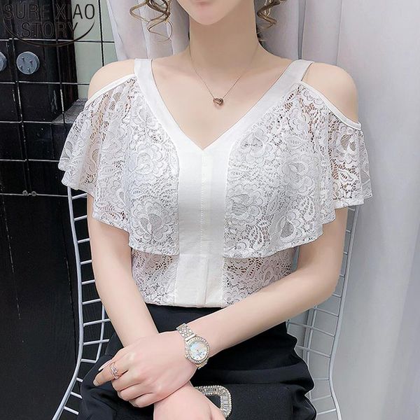 women's blouses & shirts white lace blouse 2021 summer off-shoulder ruffle simple v-neck black plus size 3xl blusas mujer 14055
women's blouses & shirts white lace blouse 2021 summer off-shoulder ruffle simple v-neck black plus size 3xl blusas mujer 14055