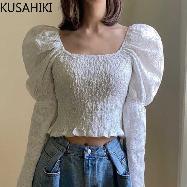 kusahiki women blouses stretch slim crop puff long sleeve korean solid shirt elegant blusas de mujer 6h199 210602, White
kusahiki women blouses stretch slim crop puff long sleeve korean solid shirt elegant blusas de mujer 6h199 210602, White