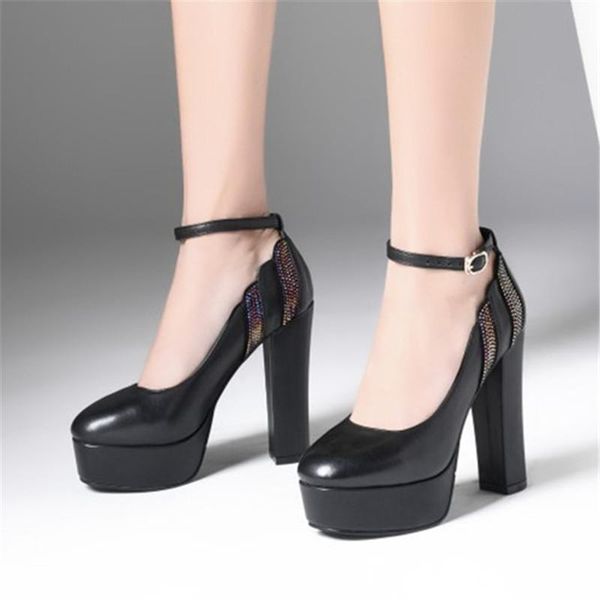 dress shoes pxelena genuine leather pumps square heels round toe ankle strap woman platform wedding office, Black
dress shoes pxelena genuine leather pumps square heels round toe ankle strap woman platform wedding office, Black