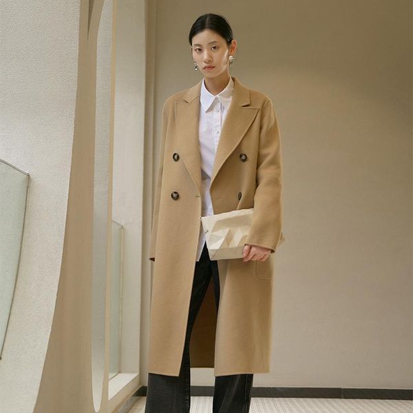 women's wool & blends jiluona wear medium long suit collar double-sided tweed coat 21 winter 319, Black
women's wool & blends jiluona wear medium long suit collar double-sided tweed coat 21 winter 319, Black