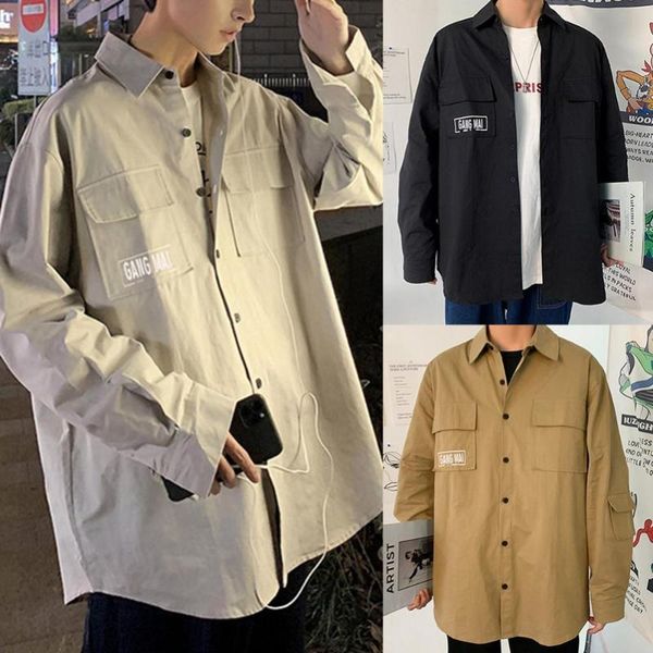 men's casual shirts fashion long sleeves tooling shirt pocket men loose jacket workwear oversizes harajuku, White;black
men's casual shirts fashion long sleeves tooling shirt pocket men loose jacket workwear oversizes harajuku, White;black