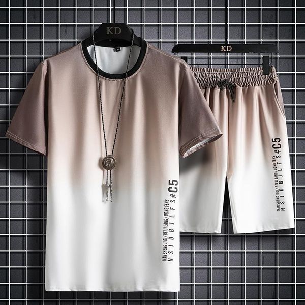 men's tracksuits fashion summer 2 piece sets gradient color suit casual thin short sleeve t-shirt+ shorts knee-length pants sportswear, Gray
men's tracksuits fashion summer 2 piece sets gradient color suit casual thin short sleeve t-shirt+ shorts knee-length pants sportswear, Gray