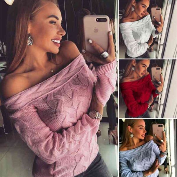 women sweater spring autumn long sleeve off-the-shoulder solid color loose elegant ladies warm slash neck clothing 210522, White
women sweater spring autumn long sleeve off-the-shoulder solid color loose elegant ladies warm slash neck clothing 210522, White