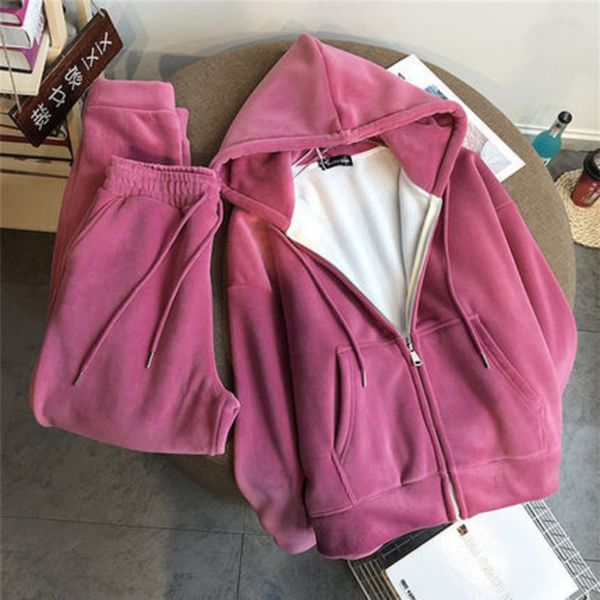 winter new style plush thickened zipper sweater women's fashion korean loose sports leisure two-piece set, Gray
winter new style plush thickened zipper sweater women's fashion korean loose sports leisure two-piece set, Gray