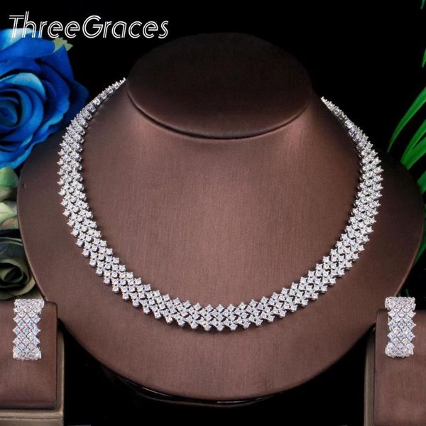 earrings & necklace threegraces sparkling white cubic zirconia crystal big jewelry set women wedding party dress accessories tz569, Silver
earrings & necklace threegraces sparkling white cubic zirconia crystal big jewelry set women wedding party dress accessories tz569, Silver