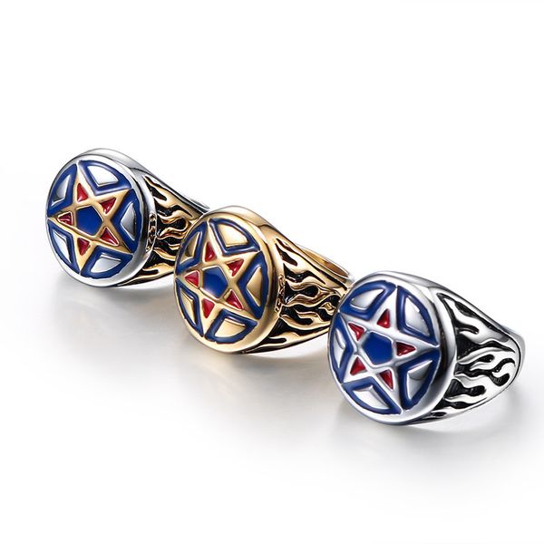 fashion men's black retro silver five star ring 316 stainless steel epoxy antique punk gothic rings for man personality jewelry new arr, Golden;silver
fashion men's black retro silver five star ring 316 stainless steel epoxy antique punk gothic rings for man personality jewelry new arr, Golden;silver