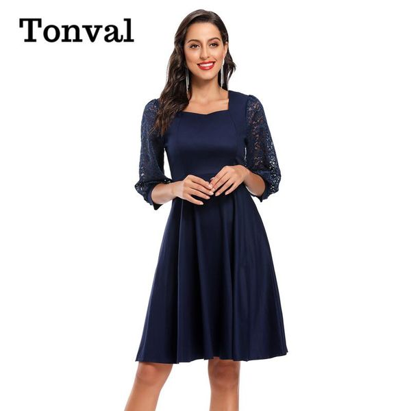 casual dresses tonval square neck lace 3/4 length sleeve elegant autumn dress 2021 high waist vintage women knee swing, Black;gray
casual dresses tonval square neck lace 3/4 length sleeve elegant autumn dress 2021 high waist vintage women knee swing, Black;gray