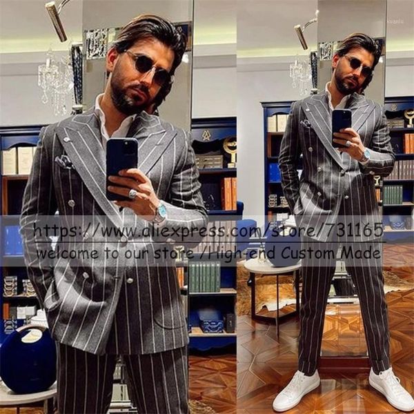 spring grey men suits groom tuxedos wide lapel pinstripe fit slim formal coat custom made party long suit outwear 2 pieces men's & blaz, White;black
spring grey men suits groom tuxedos wide lapel pinstripe fit slim formal coat custom made party long suit outwear 2 pieces men's & blaz, White;black