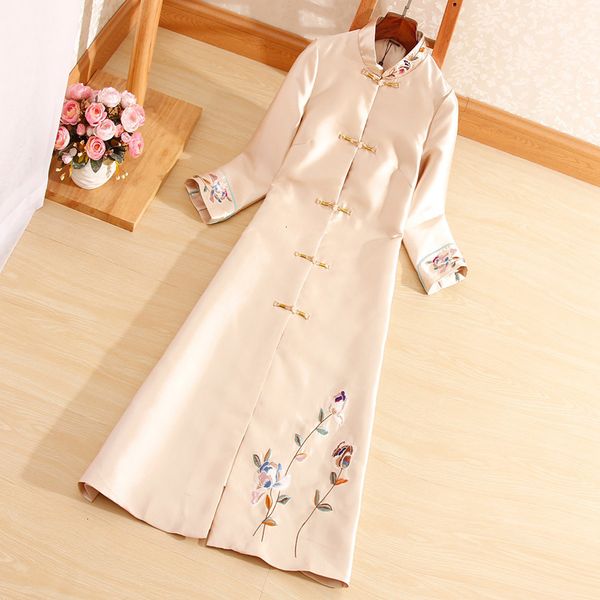 women's wool & blends leather high-end elegant lady outerwear autumn chinese style embroidery retro women vintage loose trench coat fem, Black
women's wool & blends leather high-end elegant lady outerwear autumn chinese style embroidery retro women vintage loose trench coat fem, Black
