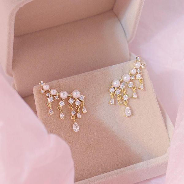 ins temperament tassel cz women earrings 14k real gold bohemia zircon pearl earring brincos birthday gift pendant stud, Golden;silver
ins temperament tassel cz women earrings 14k real gold bohemia zircon pearl earring brincos birthday gift pendant stud, Golden;silver