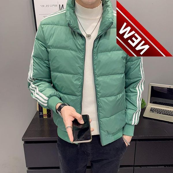 light down jacket men's fashion brand trend new handsome short winter casual stripe coat men, Black
light down jacket men's fashion brand trend new handsome short winter casual stripe coat men, Black