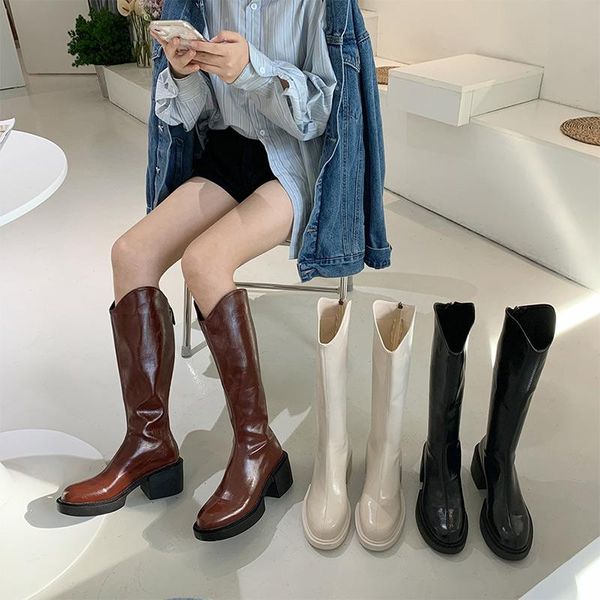 boots women autumn knee high 2021 female pu leather platform block heels shoes ladies solid zipper no slip casual long boot, Black
boots women autumn knee high 2021 female pu leather platform block heels shoes ladies solid zipper no slip casual long boot, Black