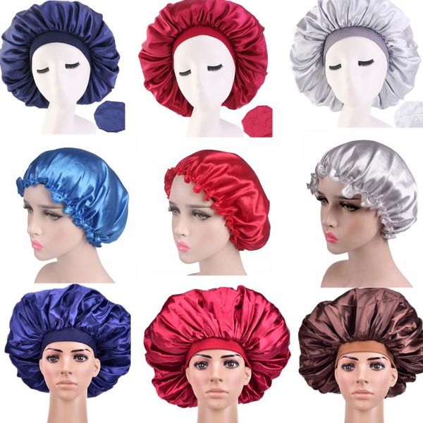 fashion extra large satin silky bonnet sleep cap with premium elastic band for women solid color head wrap brimmed shower caps
fashion extra large satin silky bonnet sleep cap with premium elastic band for women solid color head wrap brimmed shower caps