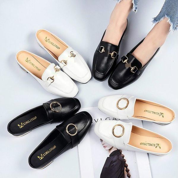 half slippers flat bottom square buckle chic all-match fashion outer wear flip flops women shoes slipper, Black
half slippers flat bottom square buckle chic all-match fashion outer wear flip flops women shoes slipper, Black