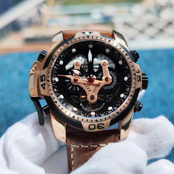 reef tiger/rt military watches for men genuine brown leather strap rose gold automatic wrist watch rga3503 wristwatches, Slivery;brown
reef tiger/rt military watches for men genuine brown leather strap rose gold automatic wrist watch rga3503 wristwatches, Slivery;brown