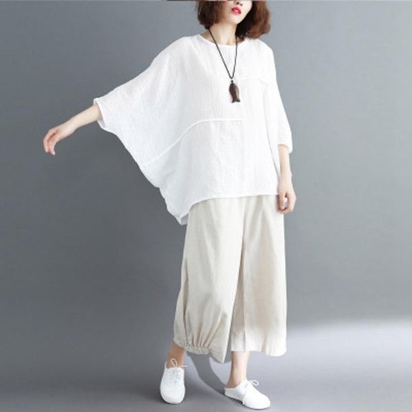 women's t-shirt summer large size 8xl 9xl 10xl stitching solid color cotton and linen bat sleeves loose casual shirt female bust 185cm, White
women's t-shirt summer large size 8xl 9xl 10xl stitching solid color cotton and linen bat sleeves loose casual shirt female bust 185cm, White
