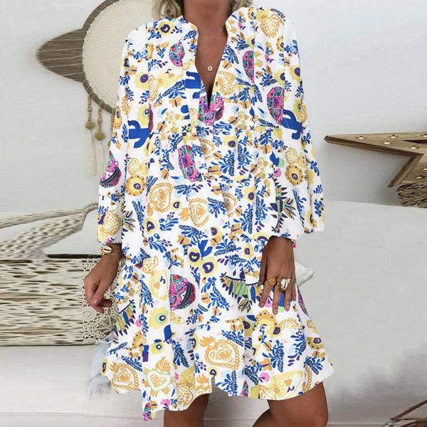 ladies daily women's dress vintage plus size loose print long sleeve v-collar button mini bohe party club casual dresses, Black;gray
ladies daily women's dress vintage plus size loose print long sleeve v-collar button mini bohe party club casual dresses, Black;gray